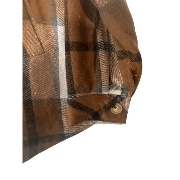 Plaid Brown & Beige Button-Up Jacket With Pockets XL - Picture 6 of 6